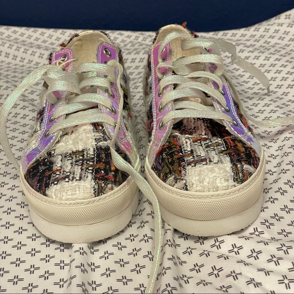 Y2K Houndstooth Gingham Check Platform Shoes- size 39